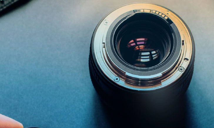 Camera lens on a desk