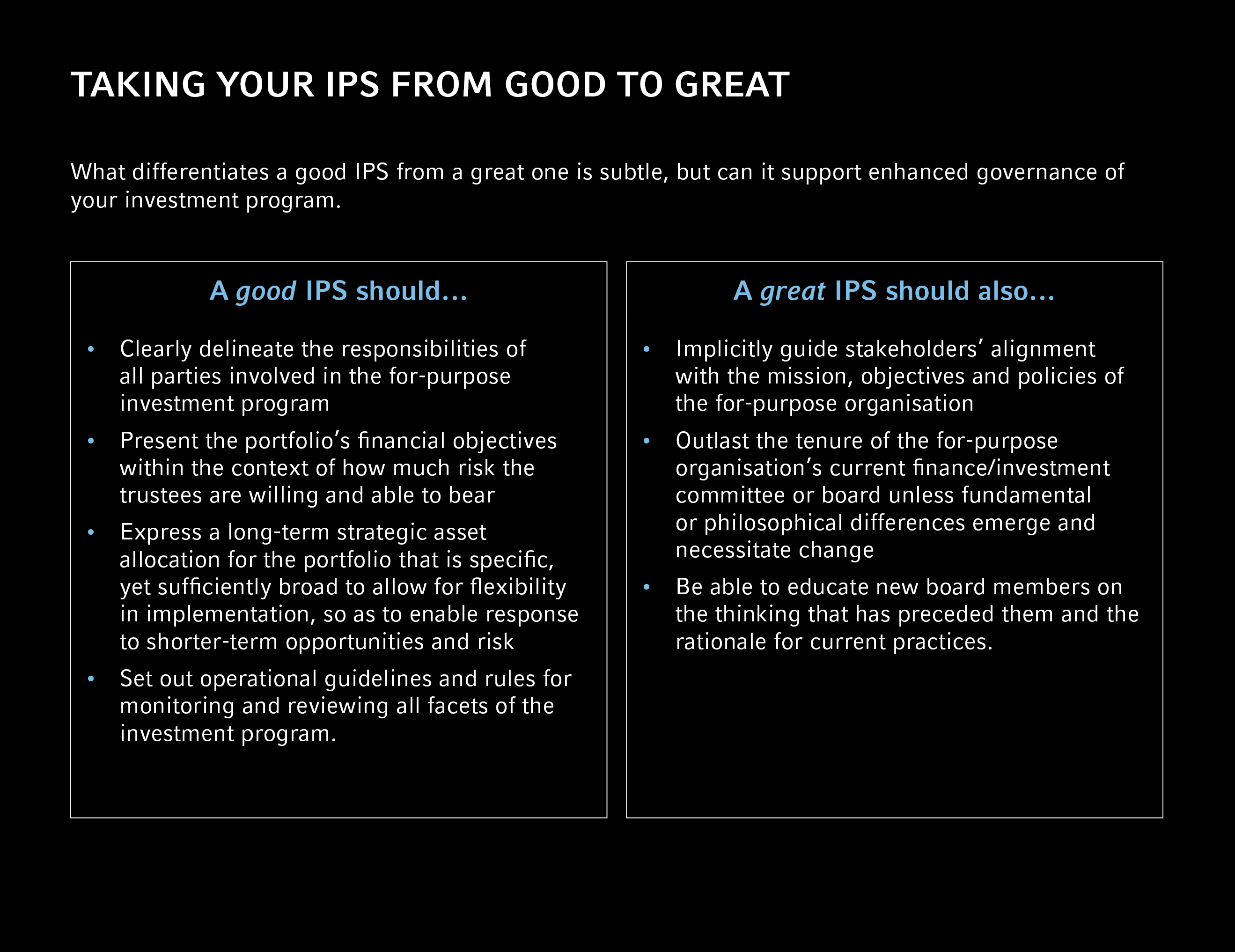 Taking your IPS from good to great