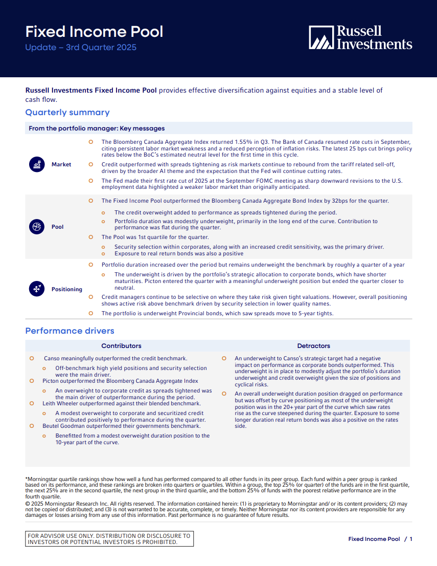 Fixed Income Pool Quarterly Update Brochure Thumbnail