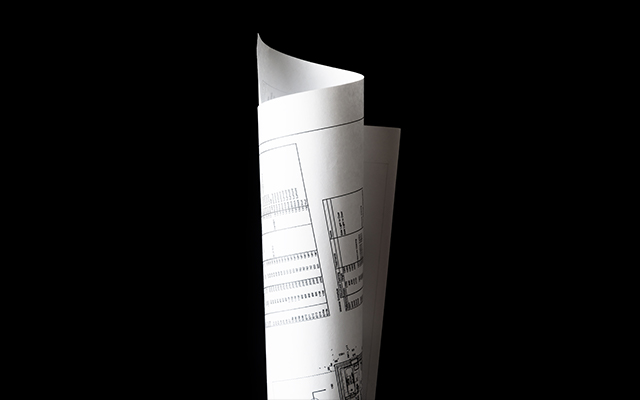Architectural drawings rolled up