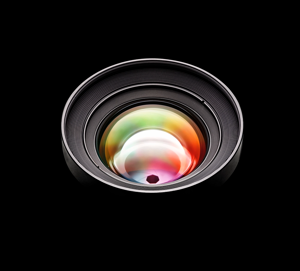 A lens with colors inside it