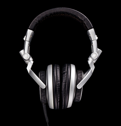 Headphones on a black background