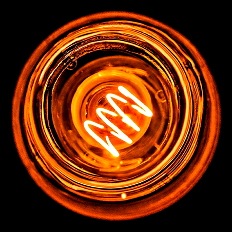 A lighted up orange element