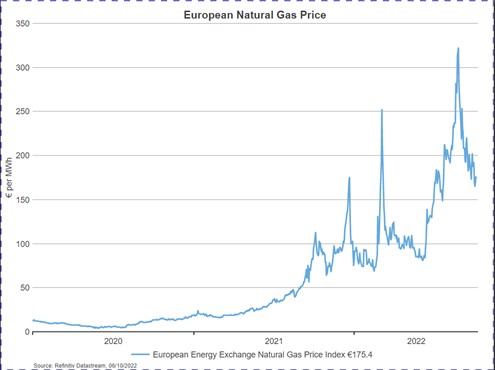 European natural gas price