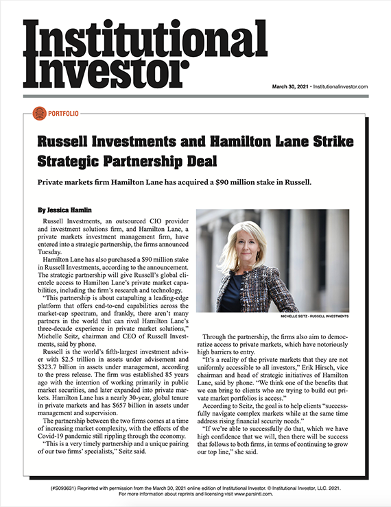 Hamilton Lane Russell Investments Institutional Investor article