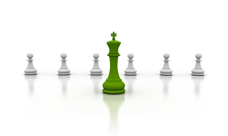 Chess pieces in green and white