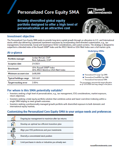 Personalized Core Equity SMA One-Pager