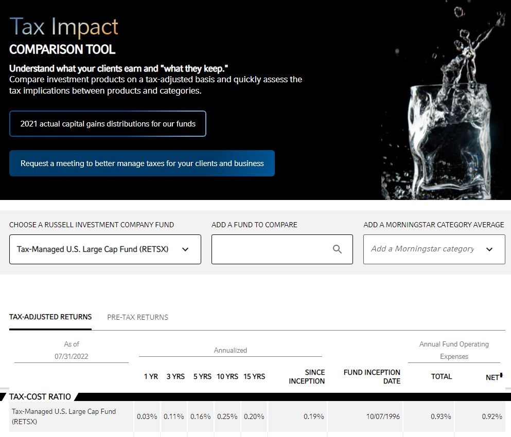 Tax Impact Comparison Tool screenshot