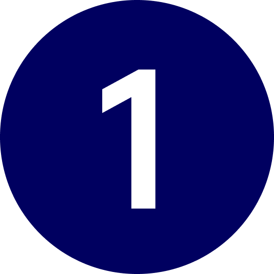 Blue circular sign with white number 1