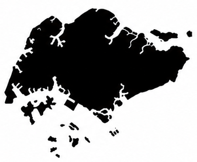 Silhouette Map Outline of Singapore Island