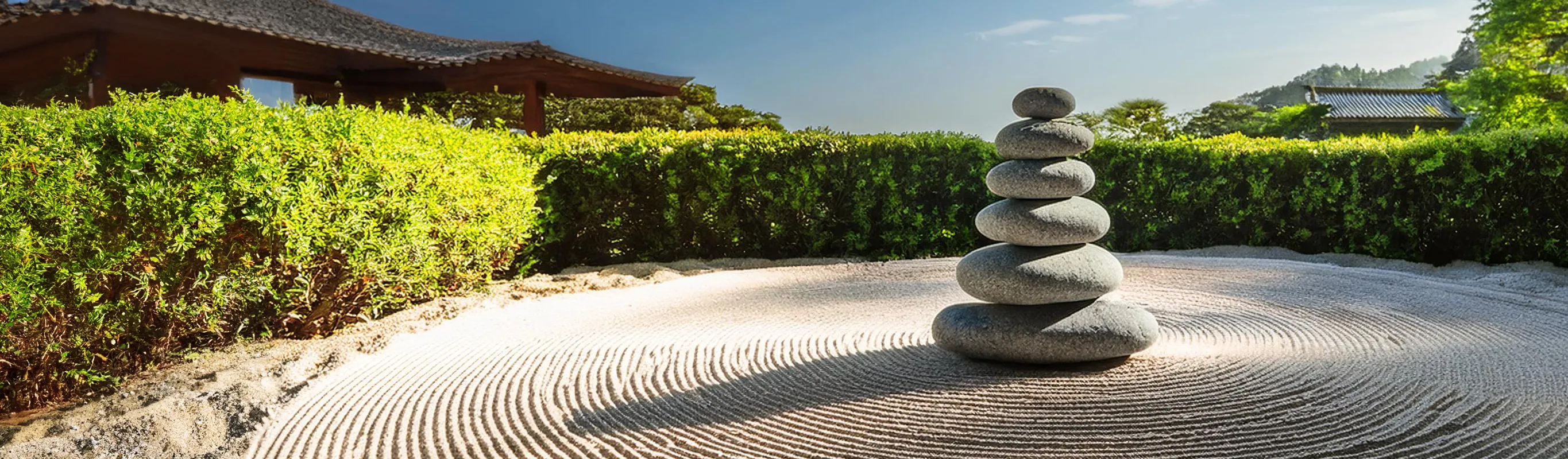 Stacked rocks in a zen garden