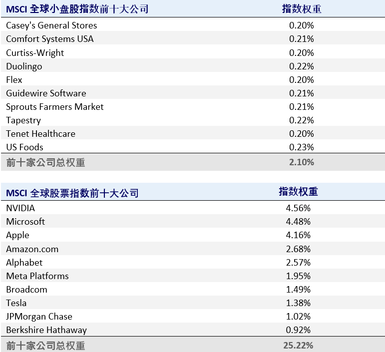 MSCI Index Top Companies Table