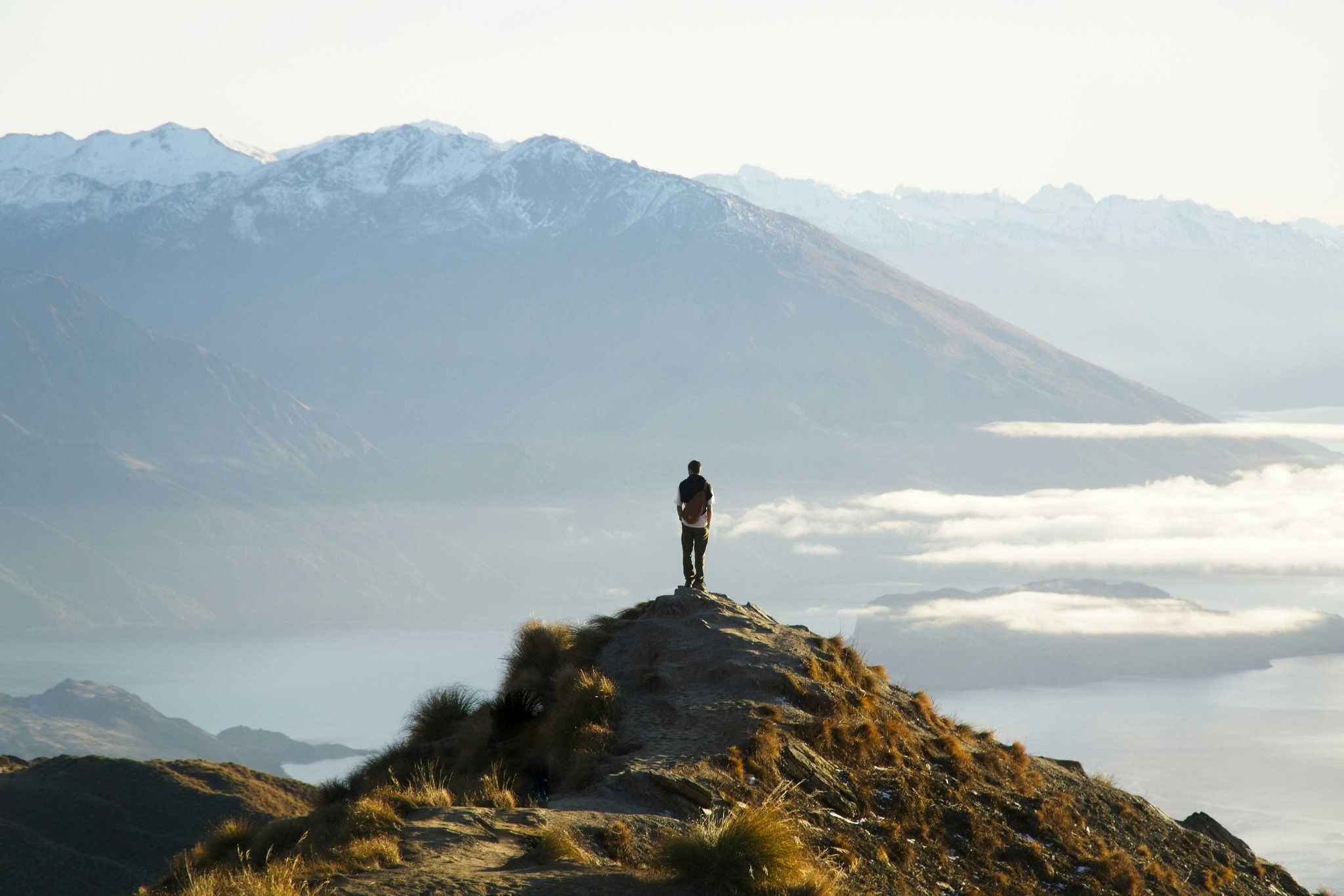 hiker looking out