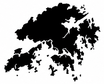 Black silhouette map of Hong Kong