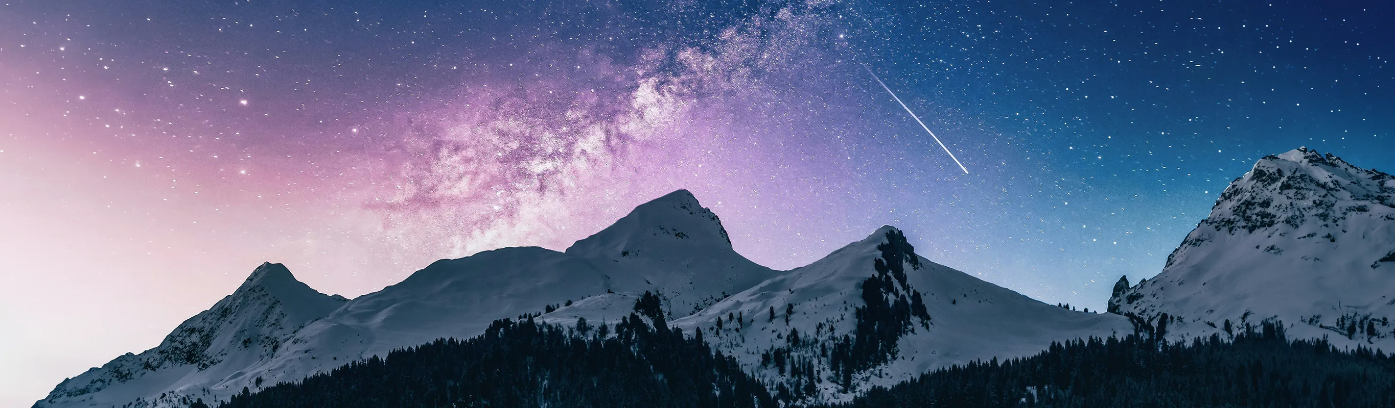 Mountain skyline with galaxy of stars