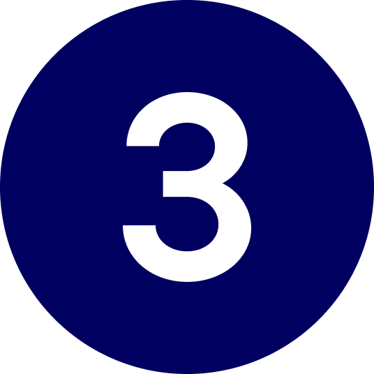 Blue circular sign with number three