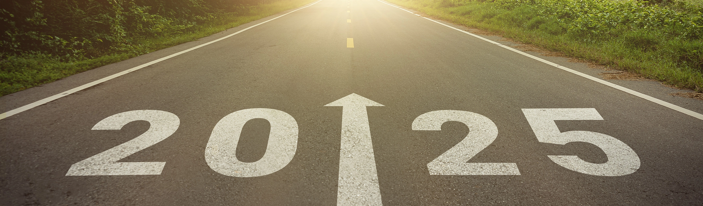Road indicating arrow towards 2025 