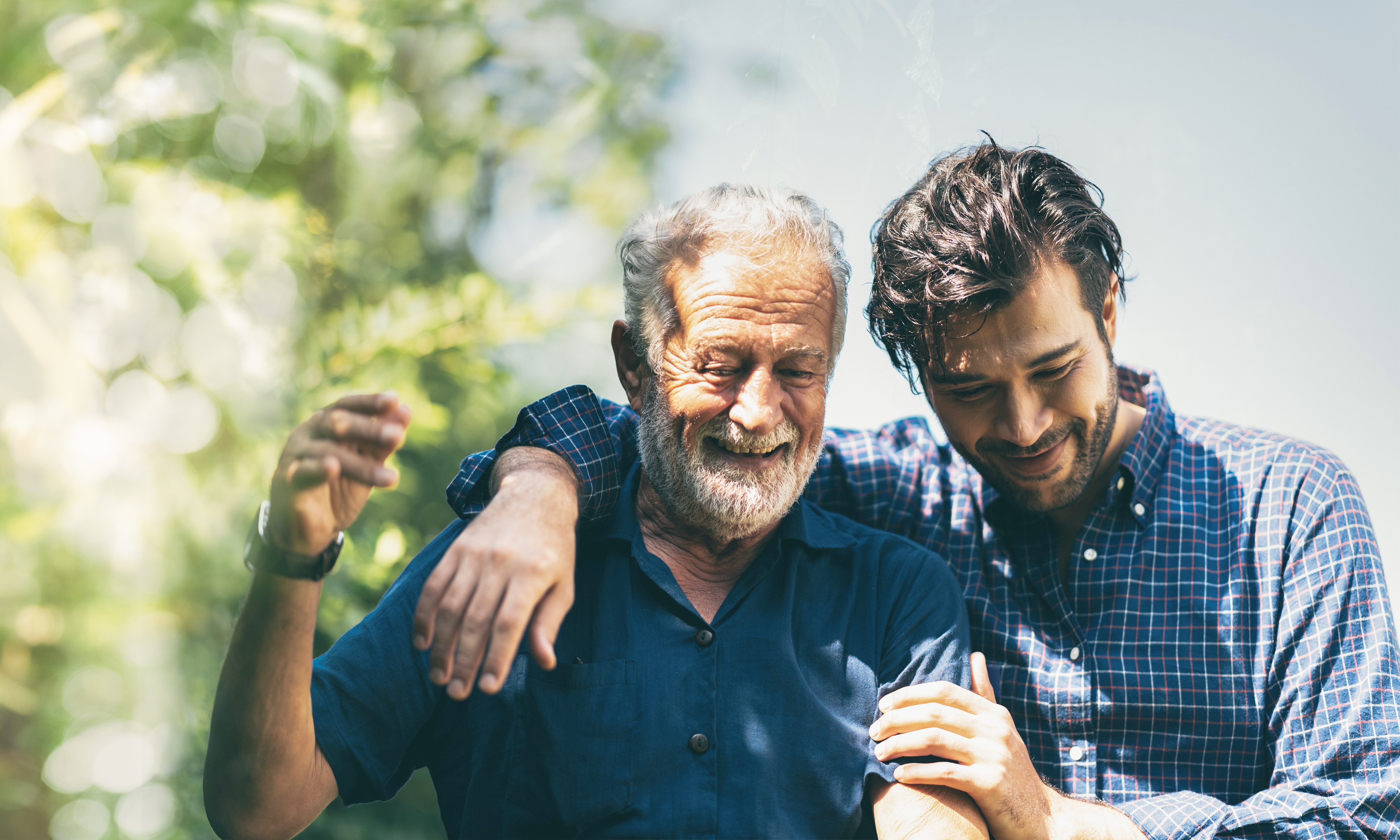 A young man advising an old man