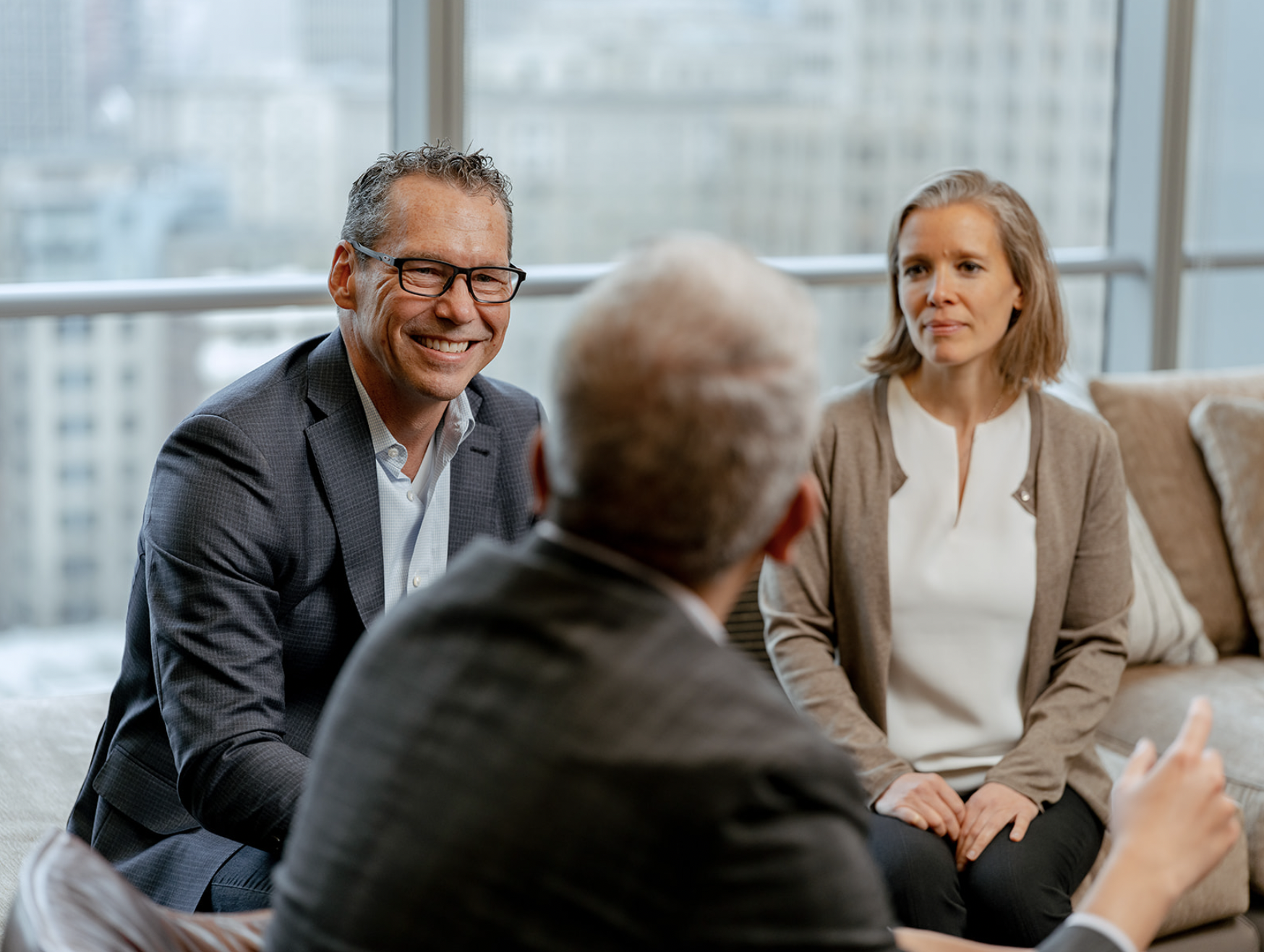 3 colleagues interacting