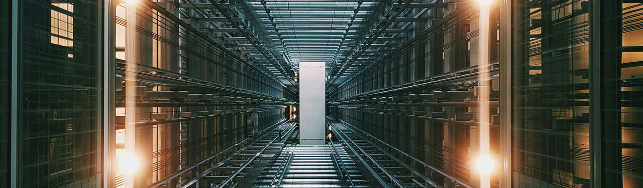 Futuristic data center with glowing lights