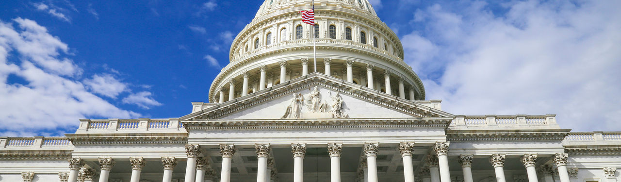 United States Capitol building under blue sky