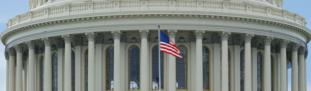 United States Capitol with American flag