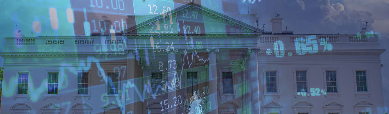 Stock Market Data Overlay on Government Building