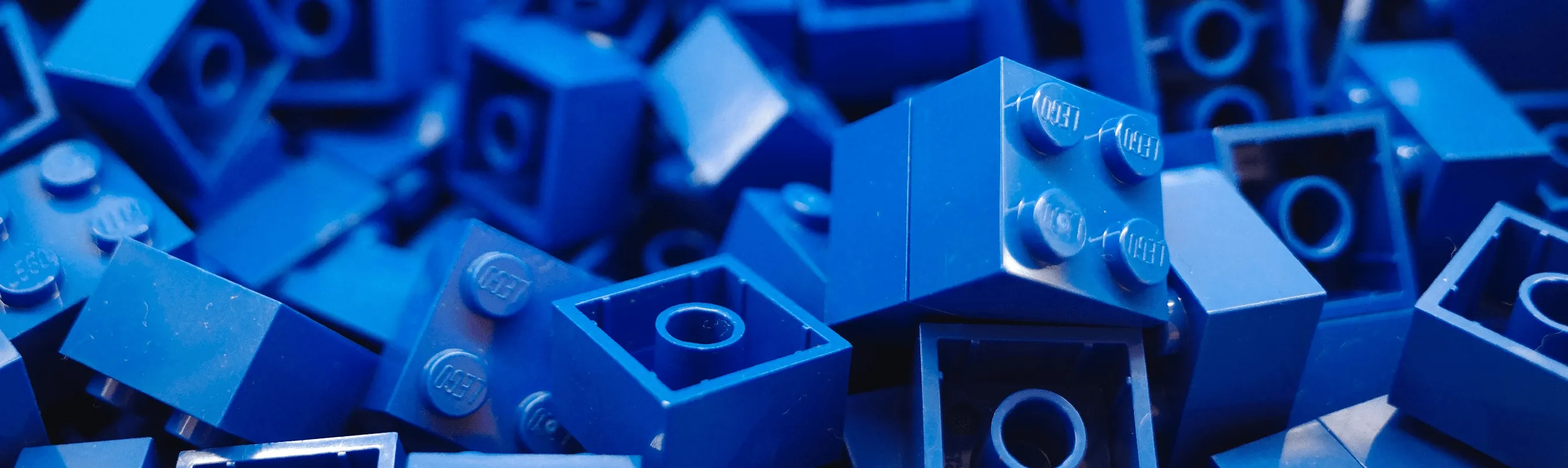 Close-up of blue plastic building blocks