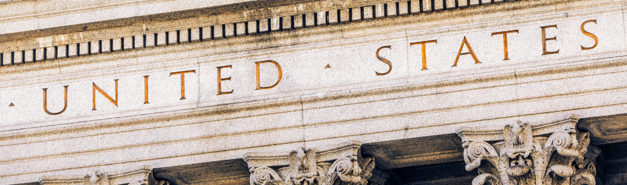 United States inscription on classical building